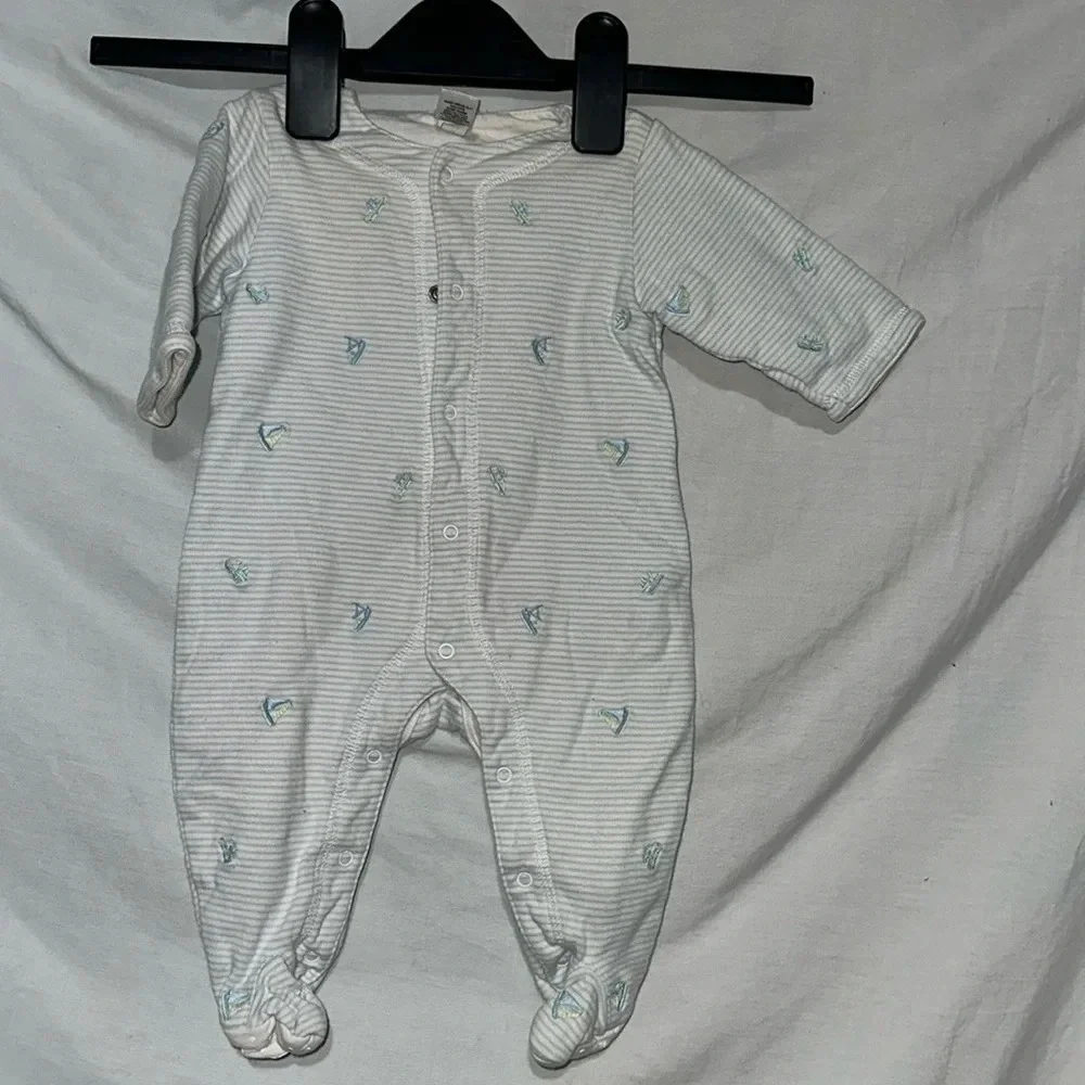 Newborn - 3 month GAP sailboat embroidered thick footie outfit
